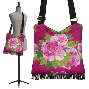 Pink Peony Lovers Crossbody Boho Handbag