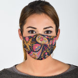 Dark Blue & Pink Paisley Pattern Protection Face Mask