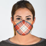 Classic Luxury Tartan Design Orange & White Protection Face Mask