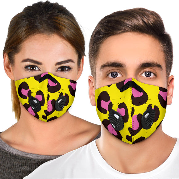 Yellow & Pink Neon Colorful Leopard Design Skin Premium Protection Face Mask