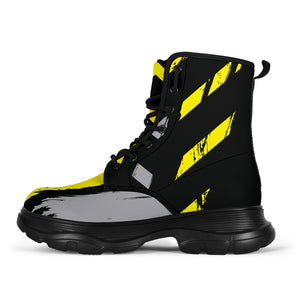 Racing Urban Style Industrial Yellow & Dark Black Vibes Chunky Boots