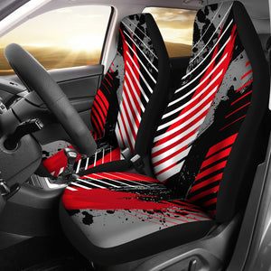 Racing Style Wild Red & White Stripes Vibes Car Seat Covers