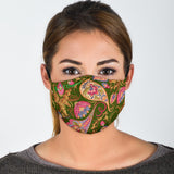 Dark Green & Pink Paisley Pattern Protection Face Mask