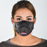 Lucky Black Puggy Pug Happy Face Protection Face Mask