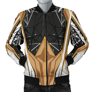 Racing Style Brown & Black Men's Bomber Jacket