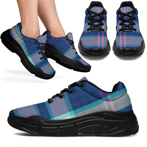 Luxury Blue Tartan Chunky Sneakers