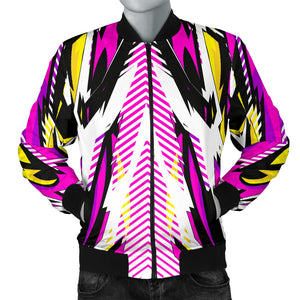 Racing Style Pink & White Colorful Splash Vibe Men's Bomber Jacket