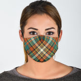 Classic Luxury Tartan Design Orange & Green Protection Face Mask