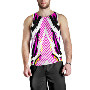 Racing Style Pink & White Men's Tank Top