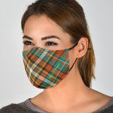 Classic Luxury Tartan Design Orange & Green Protection Face Mask