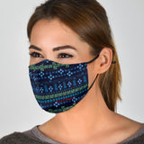 Dark Blue Folk Ornament Protection Face Mask