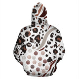 White And Brown Leopard Art Skin Design Street Wear All Over Hoodie