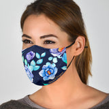 Deep Blue Floral Art Protection Face Mask