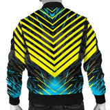 Racing Style Blue & Yellow Stripes Vibes Men's Bomber Jacket