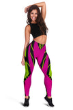 Racing Style Neon Green & Pink Vibe Women's Leggings