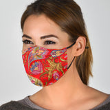 Paisley Floral Design Special Fire Red Protection Face Mask