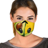 Real Avocado Design With Yellow Background Premium Protection Face Mask