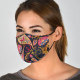 Dark Blue & Pink Paisley Pattern Protection Face Mask