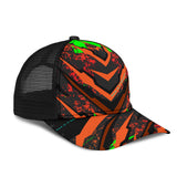 Racing Style Black & Orange Design Art Mesh Back Cap