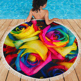 Rainbow Rose Beach Blanket