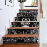 Luxurious Home Decor Skull Black Bandana Style Stair Stickers (Set of 6)