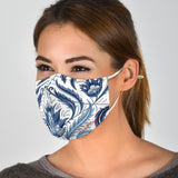 Luxurious Paisley Ornamental Design White & Blue Protection Face Mask