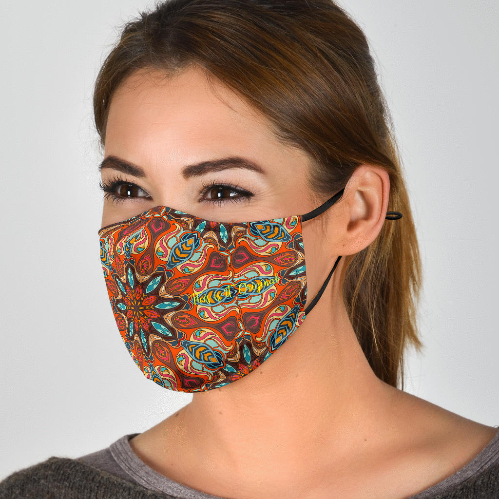 Mandala Design In Special Orange Color Protection Face Mask – This is ...