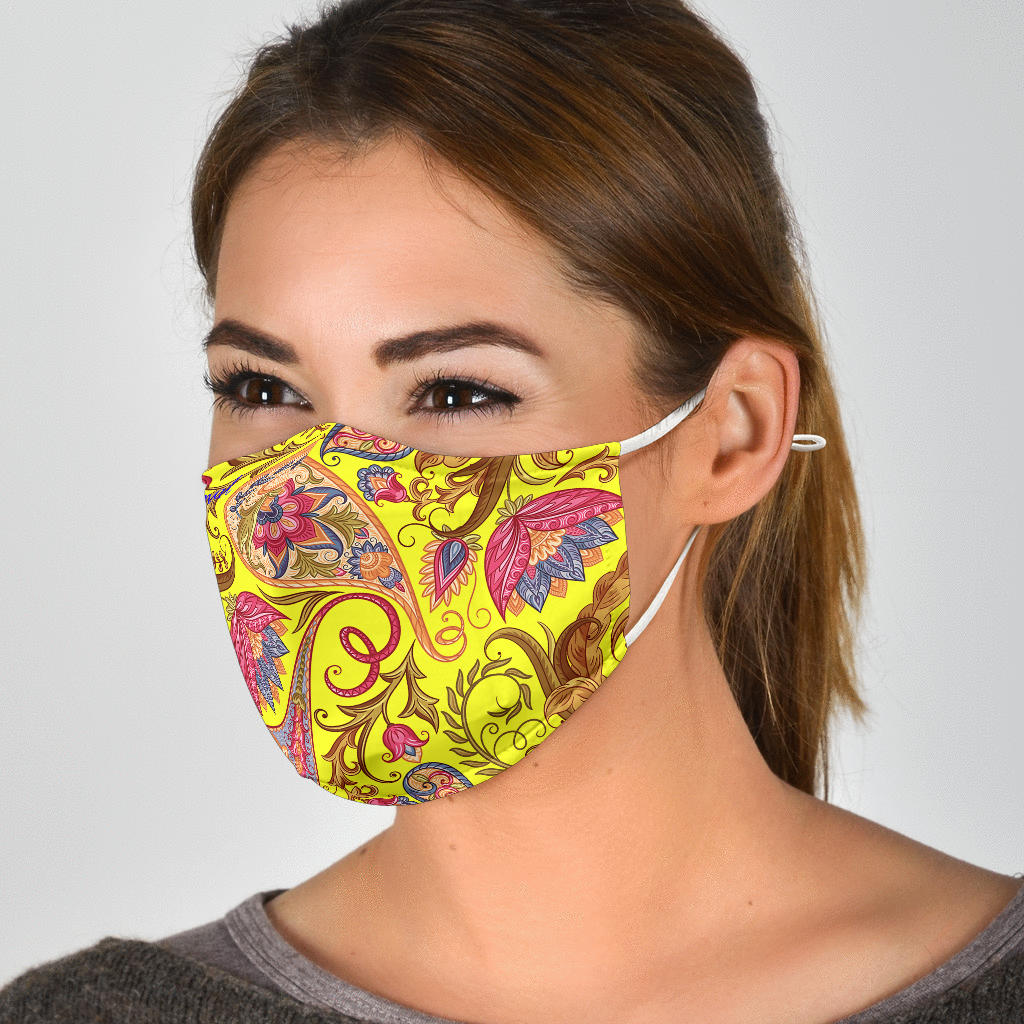 Neon Yellow & Pink Paisley Pattern Protection Face Mask – This is iT ...