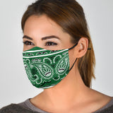 Green Bandana Design With Paisley Style Protection Face Mask