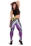 Racing Style Violet & Grey Vibes Women's Leggings