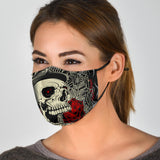 Bandana Style Psycho Skull & Roses Design Protection Face Mask