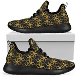 Black & Gold Geometric Mesh Knit Sneakers