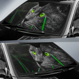 Green Eyed Black Cat Auto Sun Shades