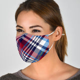 Classic Luxury Tartan Design Red & Deep Blue Protection Face Mask