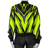 Racing Style Neon Green & Black Women's Bomber Jacket