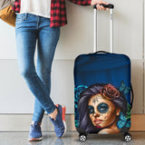 Turquoise Skull Luggage Cover