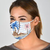 Pink & Blue Palm Tree With Stripes Style Protection Face Mask