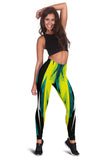 Lime Green Racing Style Women's Leggings