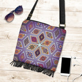 Geometric Violet Crossbody Boho Handbag