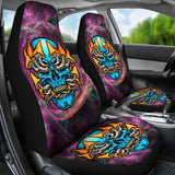 Rave Psychedelic Design With Light Blue Skull & Mushrooms Car Seat Cover