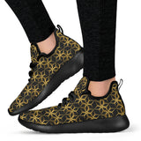 Black & Gold Geometric Mesh Knit Sneakers