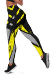 Racing Urban Style Yellow & Black Stripes Vibes Women's Leggings