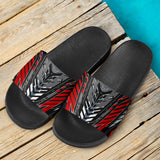 Racing Style Grey & Wild Red Slide Sandals