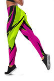 Racing Style Neon Green & Pink Vibe Women's Leggings