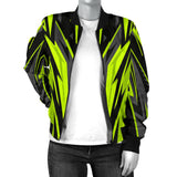 Racing Style Neon Green & Black Women's Bomber Jacket