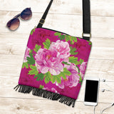 Pink Peony Lovers Crossbody Boho Handbag