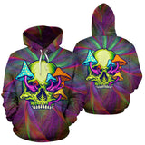 Colorful Psychedelic Design Skull with Mushrooms Two Hoodie