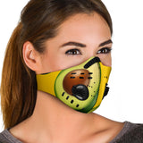 Real Avocado Design With Yellow Background Premium Protection Face Mask