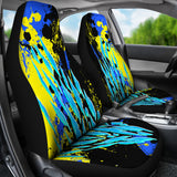 Racing Style Light Blue Splash & Yellow Vibes Car Seat Covers