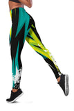 Lime Green Racing Style Women's Leggings